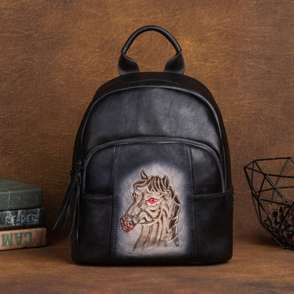 First layer cowhide vegetable tanned leather shoulder bag with Chinese style retro color