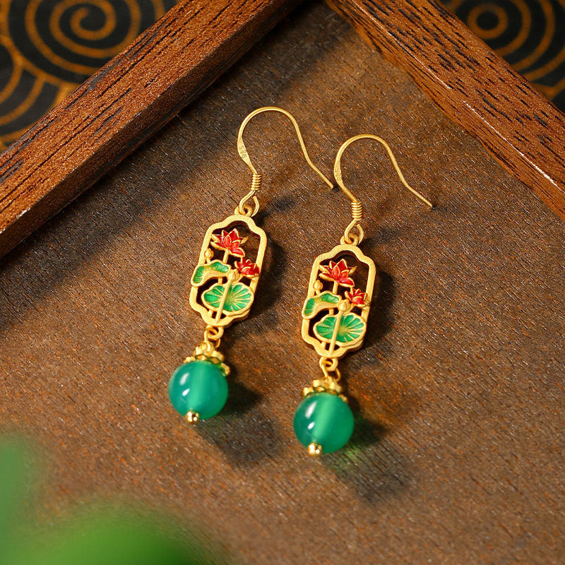 Icecum Green Chalcedony Handmade Earrings for Women