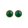925 Silver Needle Retro Ink Emerald Round Earrings