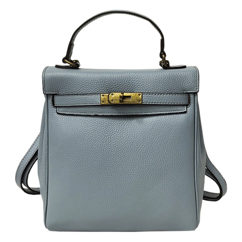 Ladies Leather Backpack - Multi-purpose, Fashion Casual, Litchi Grain Top Layer