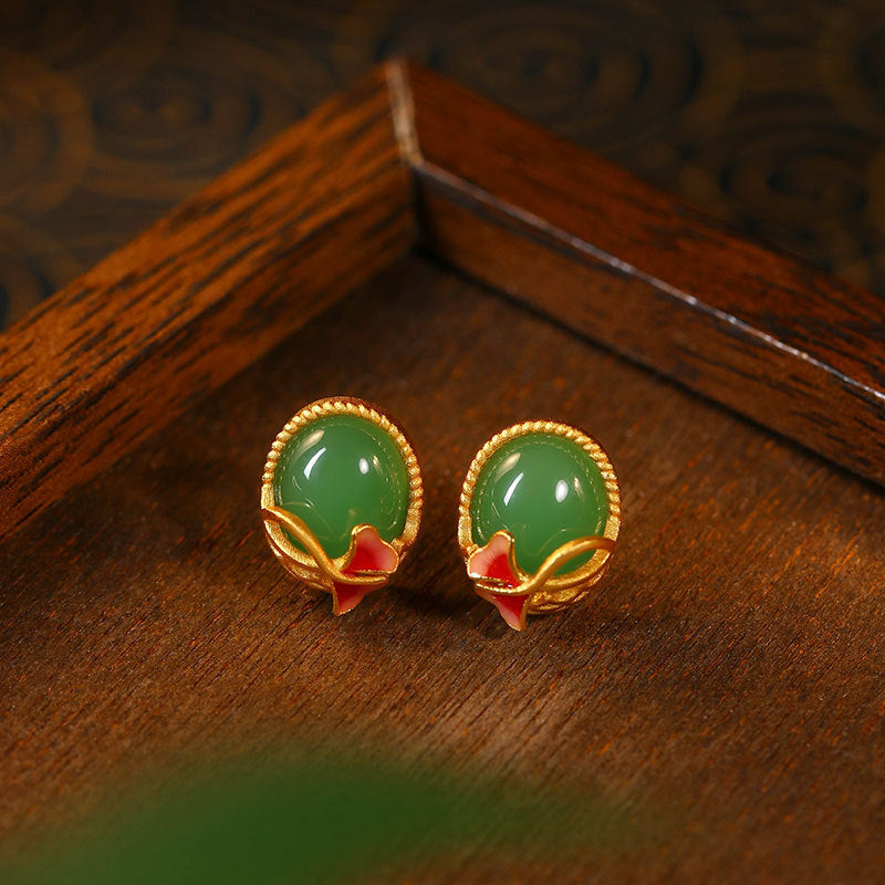 925 Silver Needle Apricot Leaf Earrings for Women - Ins Niche Design, High - end