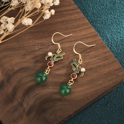Summer Natural Chalcedony Ear Studs for Women