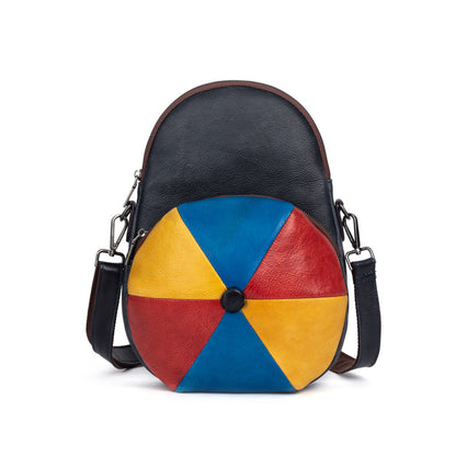 Retro Cowhide Large Capacity Backpack, Hat-Shaped and Fashion All-Match