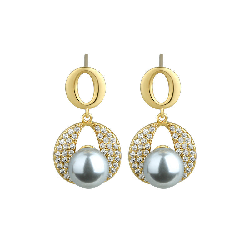 925 Silver Pin Earrings, Niche Fashion Exaggerated Baroque Pearl Earrings from South Korea Dongdaemun