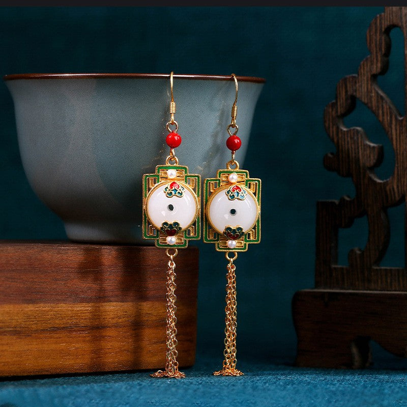 National Tide Retro Enamel Niche Earrings - High-end Summer Jewelry for Wholesale