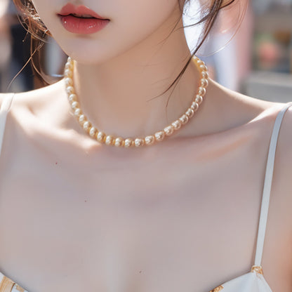 Shijia Pearl Necklace, French Style Clavicle Chain, Retro Niche Design
