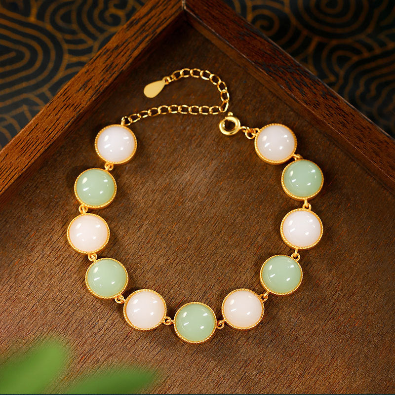 Luxury Niche Women's Colorful Imitation Hetian Jade Egg Noodles Bracelet
