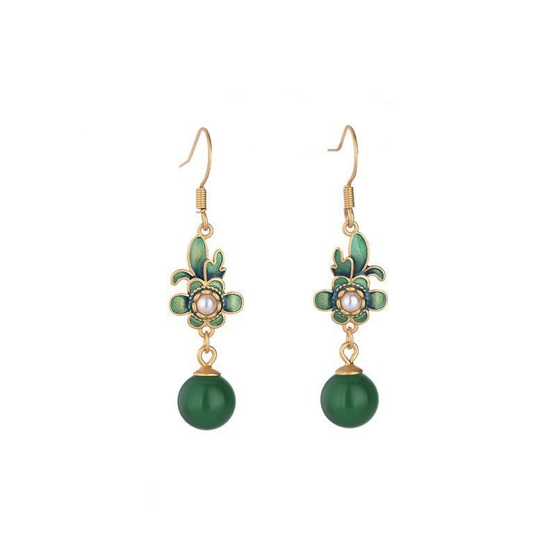 Summer Natural Chalcedony Ear Studs for Women