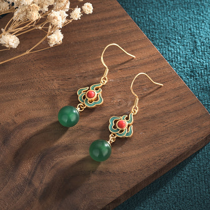 Summer Natural Chalcedony Ear Studs for Women