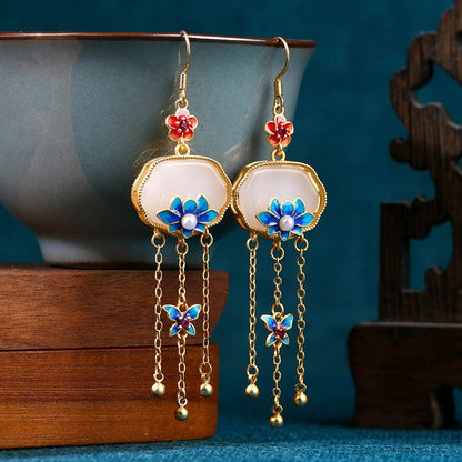 National Tide Retro Enamel Niche Earrings - High-end Summer Jewelry for Wholesale