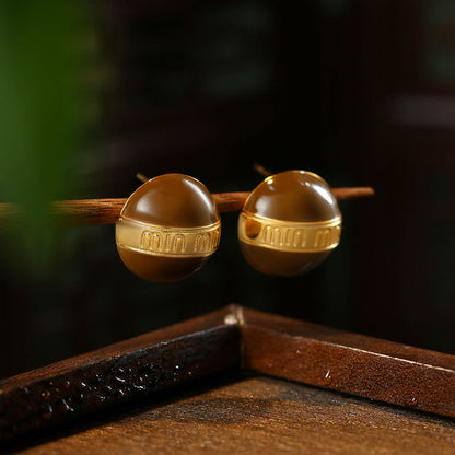 Maillard Retro Brown Oil Drop Women's French High-End Earrings 2025