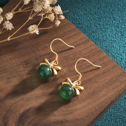 Summer Natural Chalcedony Ear Studs for Women