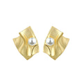 Irregular Exaggerated Shi Jia Pearl Golden Earrings for Women