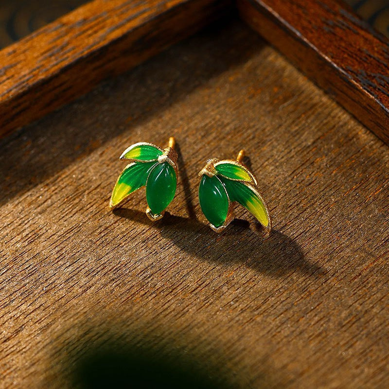 Enamel Cloisonne Niche Design Ins Light Luxury Silver Needle Earrings for Women