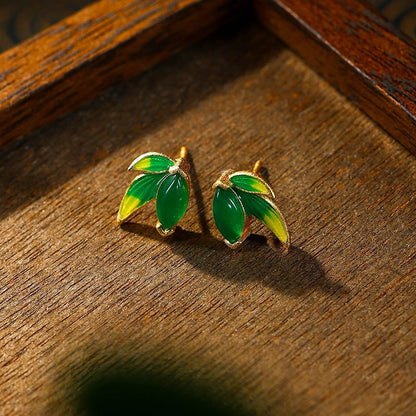 Enamel Cloisonne Niche Design Ins Light Luxury Silver Needle Earrings for Women