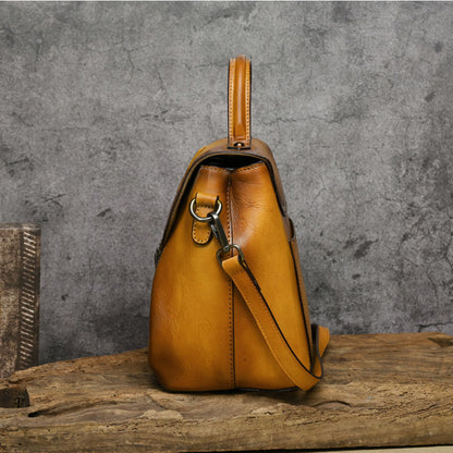 First layer cowhide multi-purpose retro embossed hand-brushed messenger bag