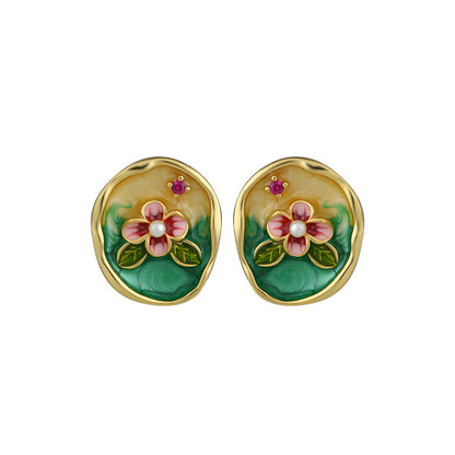 Monet Garden French Retro Pearl Earrings for Women, Niche, Sweet & Cute, Elegant