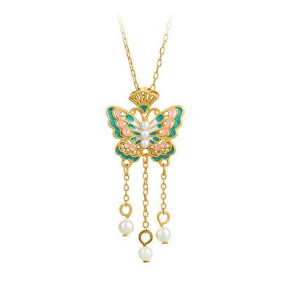 El Yuan Youmeng Filigold Color Butterfly Necklace, Simple and Fashionable