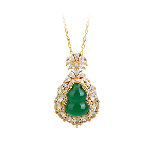 Imitation Jasper Hollow Gourd Chalcedony Necklace for Women