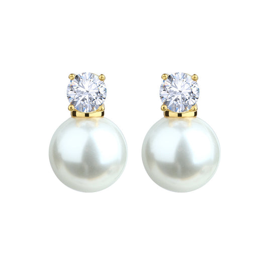French Style Pearl Small Bulb Round Princess Earrings