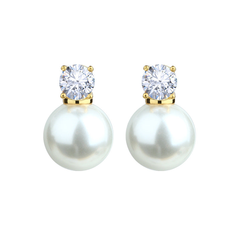 French Style Pearl Small Bulb Round Princess Earrings