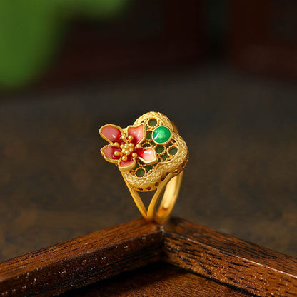 Red Riding Book Style Flower-blooming Rich Ring with High-grade Design Sense