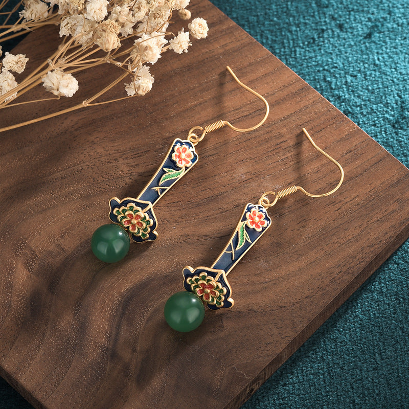 Summer Natural Chalcedony Ear Studs for Women