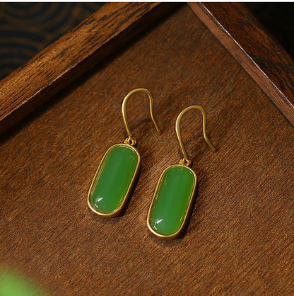 Mirror Oval Simple Design Imitation Jade Earrings for Women