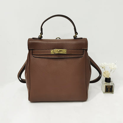 Ladies Leather Backpack - Multi-purpose, Fashion Casual, Litchi Grain Top Layer