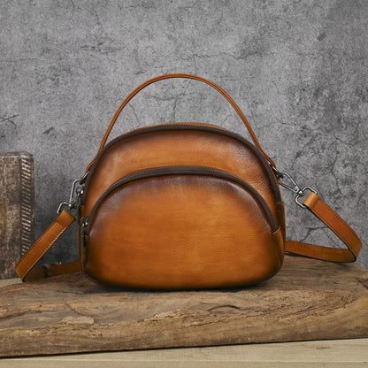 Autumn and Winter Crossbody Handbag Genuine Cowhide Women's Work Commuter Bag Maillard Vintage