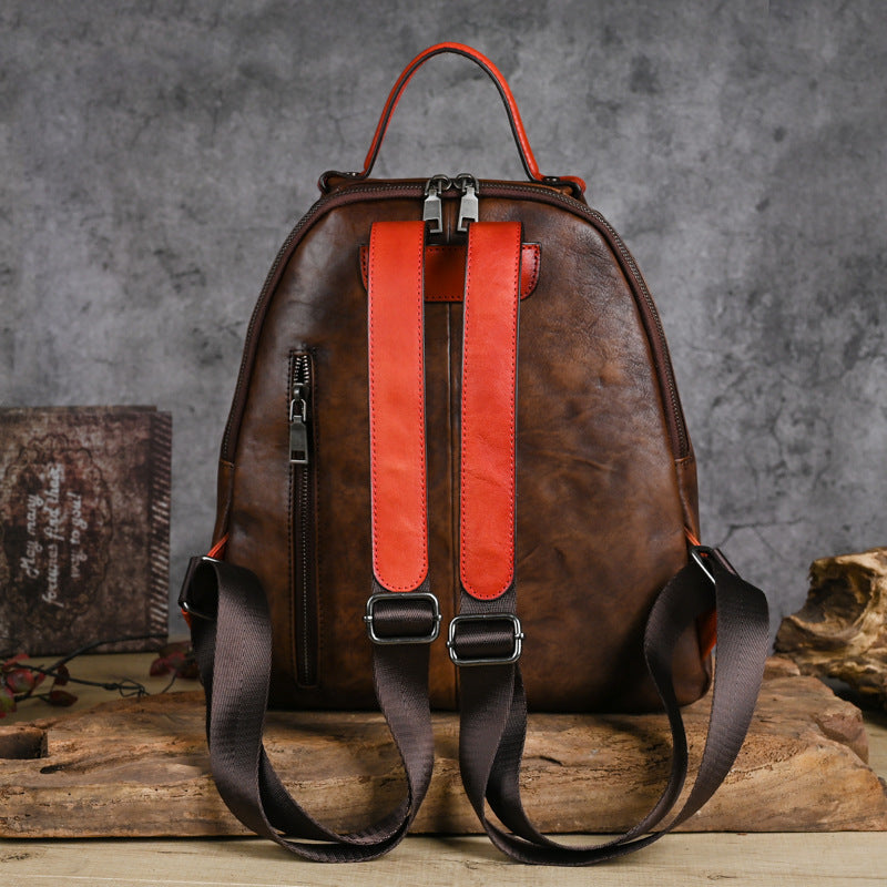 Wholesale First Layer Cowhide Backpack - Multi-purpose, Retro Printed, Vegetable Tanned Leather 2025