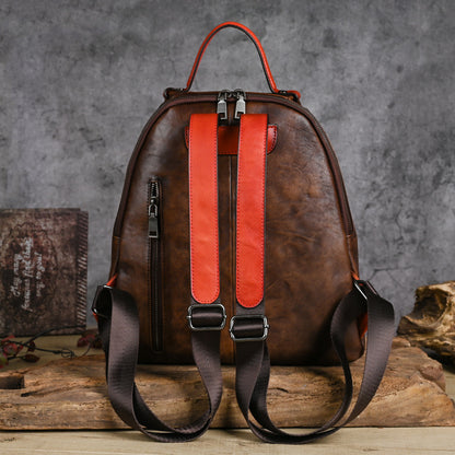 Wholesale First Layer Cowhide Backpack - Multi-purpose, Retro Printed, Vegetable Tanned Leather 2025