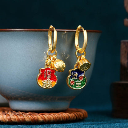 Multi-ear Enamel Lotus Earrings for Women