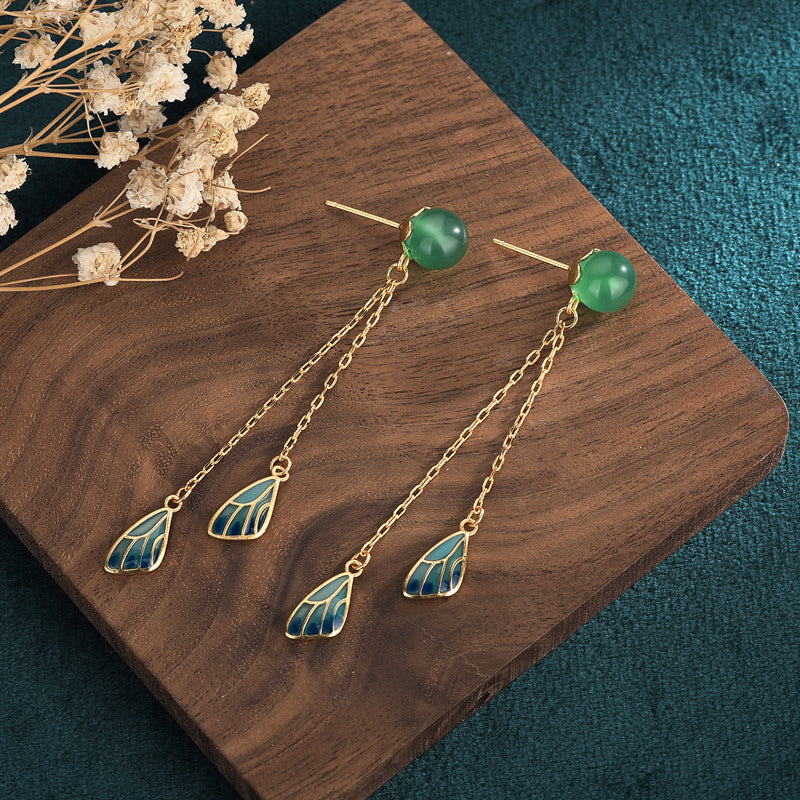 Summer Natural Chalcedony Ear Studs for Women