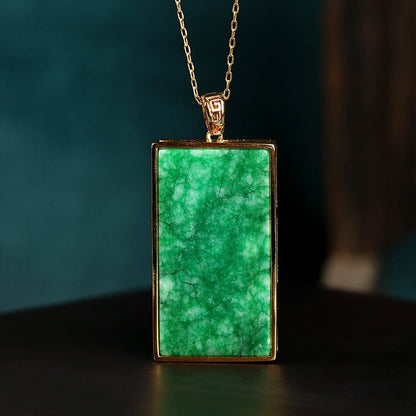 Real Gold Plated, Micro-inlaid Colored Diamond Imitation Hetian Jade Pendant Necklace for Men and Women
