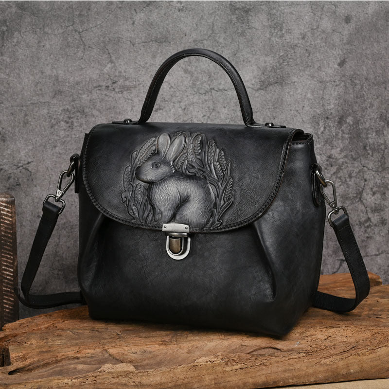 First layer cowhide multi-purpose retro embossed hand-brushed messenger bag