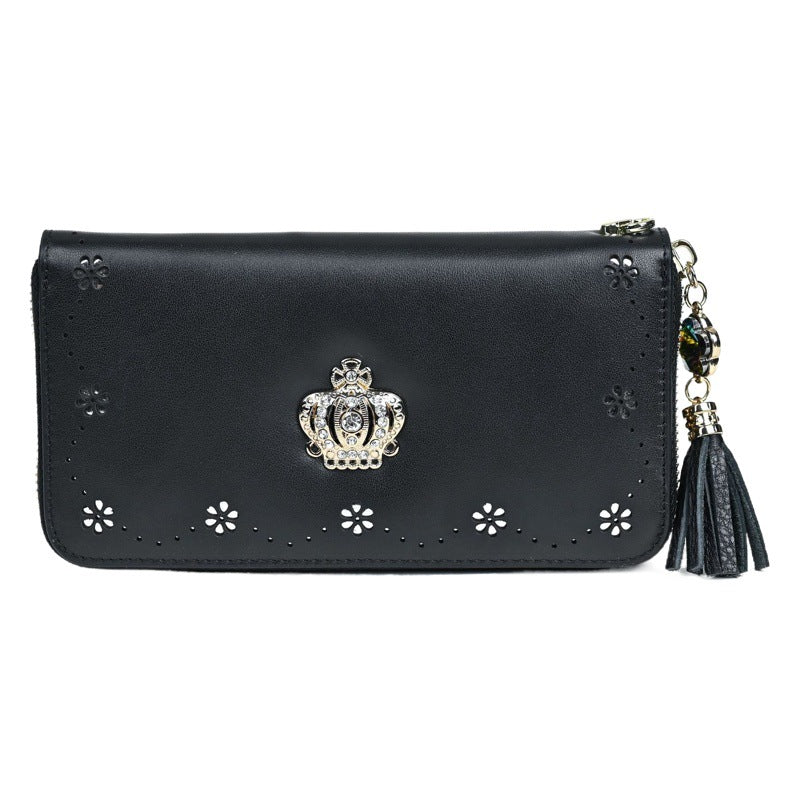 New Fashion Leather Women's Wallet - Large Capacity, First Layer Cowhide, Laser Hollow
