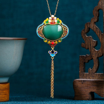 Enamel Imitation Jade Necklace for Women in Summer