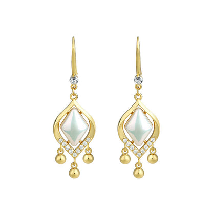 French Style Retro Oval Baroque Pearl Earrings Mori Style for Women