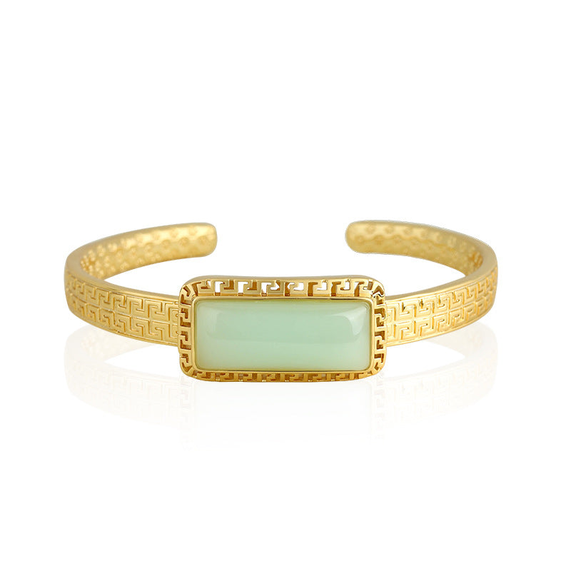 Gold-plated Inlay Imitation Hetian Jade Filigree Bracelet - National Tide Ancient Style