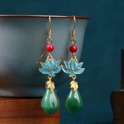 National Tide Retro Enamel Niche Earrings - High-end Summer Jewelry for Wholesale