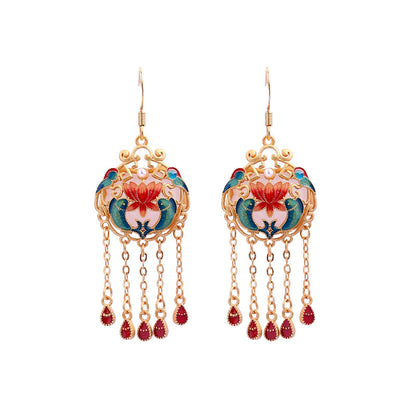 National Tide Retro Enamel Niche Earrings - High-end Summer Jewelry for Wholesale