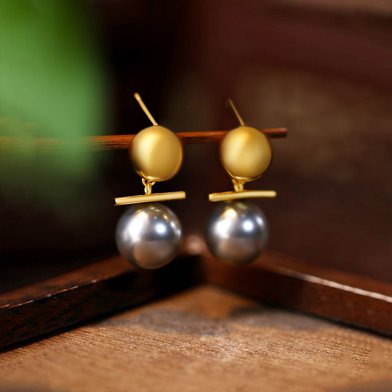 French Crystal Pearl Earrings Women's Niche Design All-match