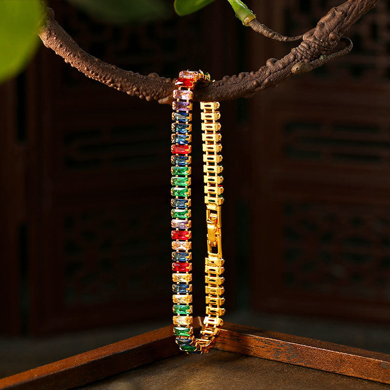 Korean-style Niche Gold-plated Zircon Imitation Tourmaline Bracelet for Women