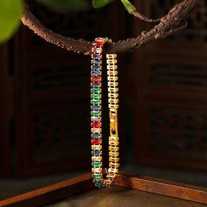 Korean-style Niche Gold-plated Zircon Imitation Tourmaline Bracelet for Women