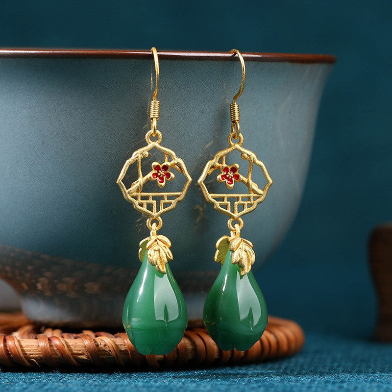 National Tide Retro Enamel Niche Earrings - High-end Summer Jewelry for Wholesale