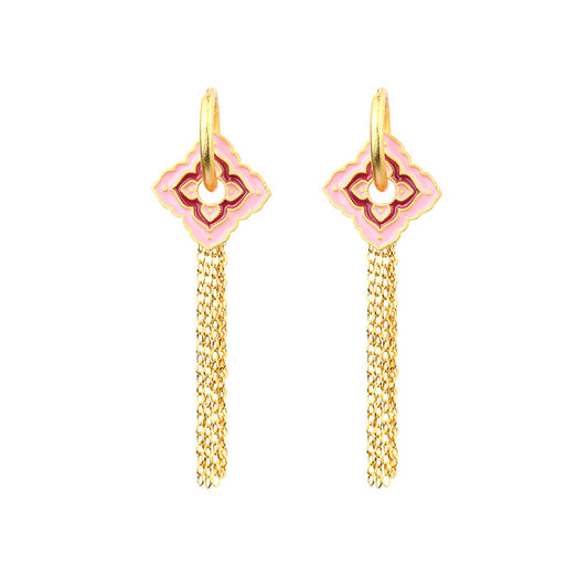 Vintage Tassel Enamel Handmade Earrings