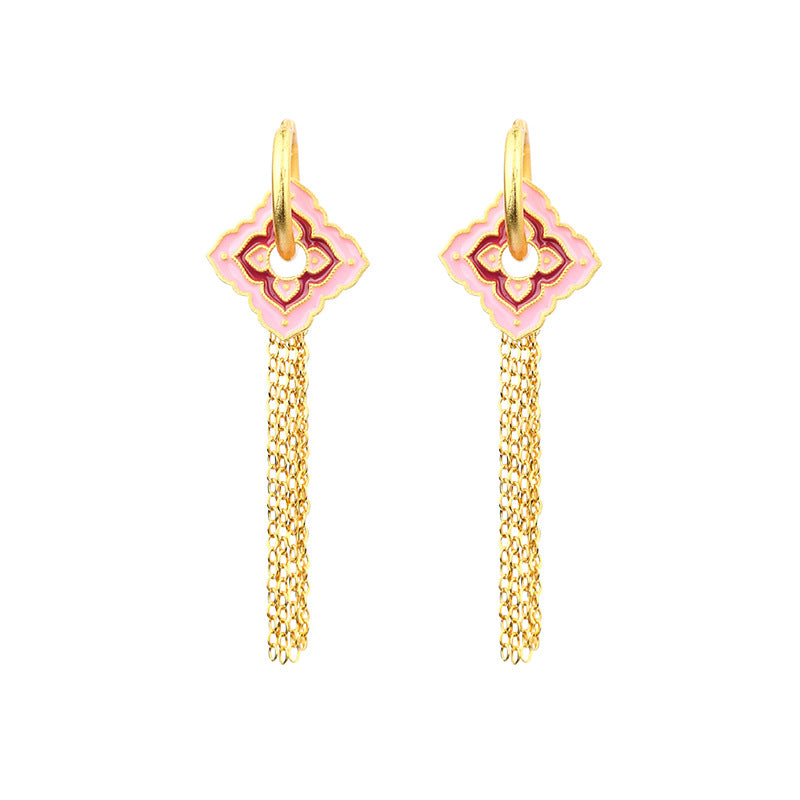 Vintage Tassel Enamel Handmade Earrings