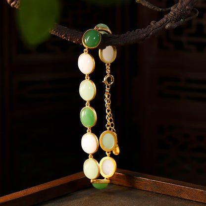 Imitation Hetian Jade Bracelet for Women - Light Luxury, Creative Design, Colorful Multi-Treasure