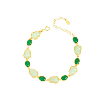 Imitation Jade Fulu Gourd Bracelet Electroplated Gold Color Niche Ins Sense Bracelet for Friends
